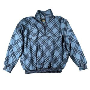 Sunderland of Scotland Cygnet Ladies L Blue Plaid Pullover Weatherbeater 1/4 Zip